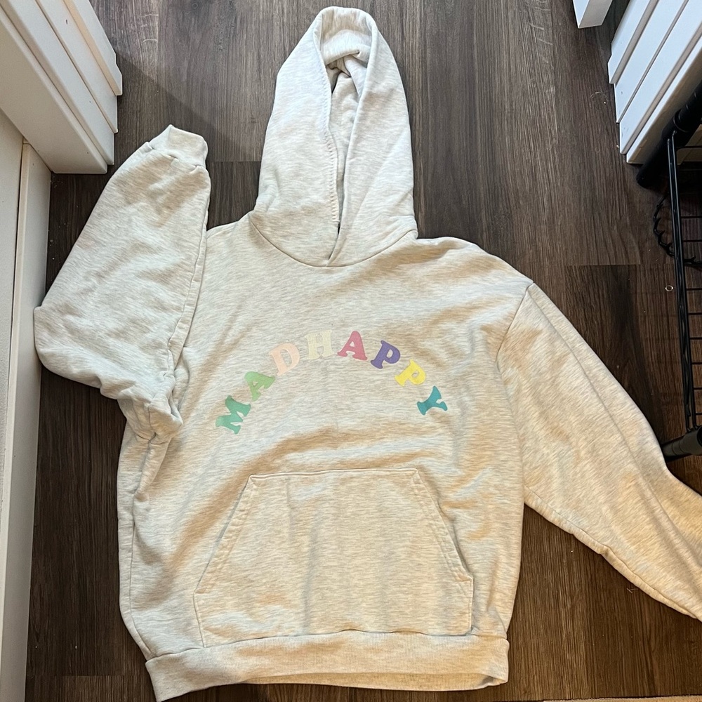 Madhappy Light Gray Hoodie with Multicolor Logo